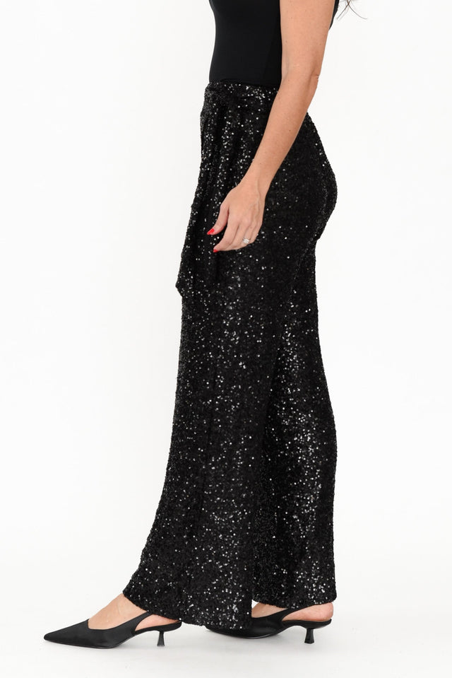 Mae Black Sequin Wrap Pants,Brunette model,alt text|model:Nicole image 5
