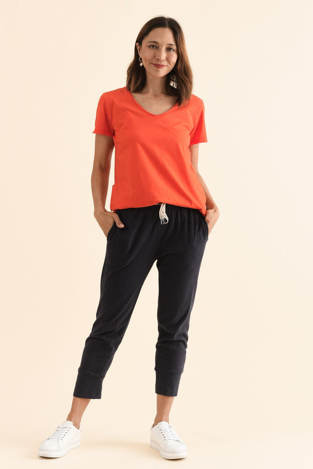 Fundamental Brunch Navy Cotton Sweatpants,Full Body,Brunette model,alt text|model:Cara image 10
