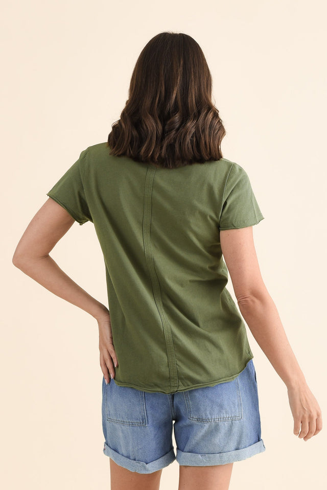Maggie Khaki Cotton Vee Tee image 4