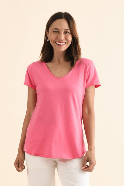 Maggie Melon Cotton Vee Tee