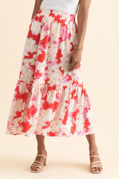 Maggie Red Floral Pocket Skirt