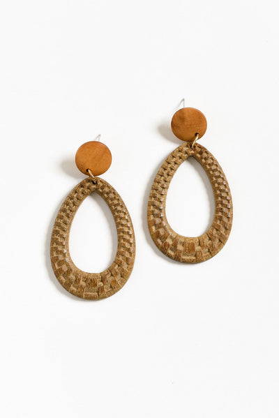Maho Brown Teardrop Pendant Earrings