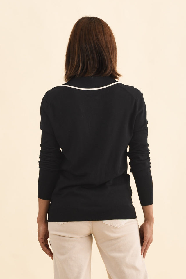 Makenna Black Collared Knit Top image 5