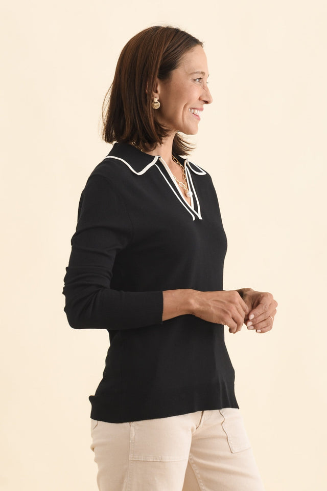 Makenna Black Collared Knit Top image 4