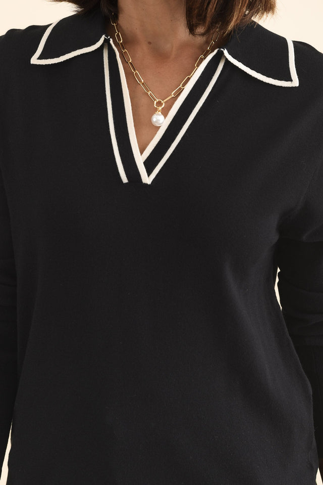 Makenna Black Collared Knit Top image 6