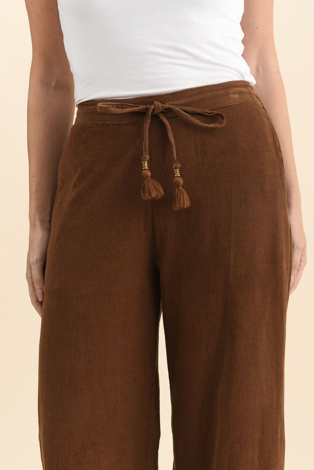 Makenna Brown Corduroy Tassel Pants,Brunette model,alt text|model:MJ image 6
