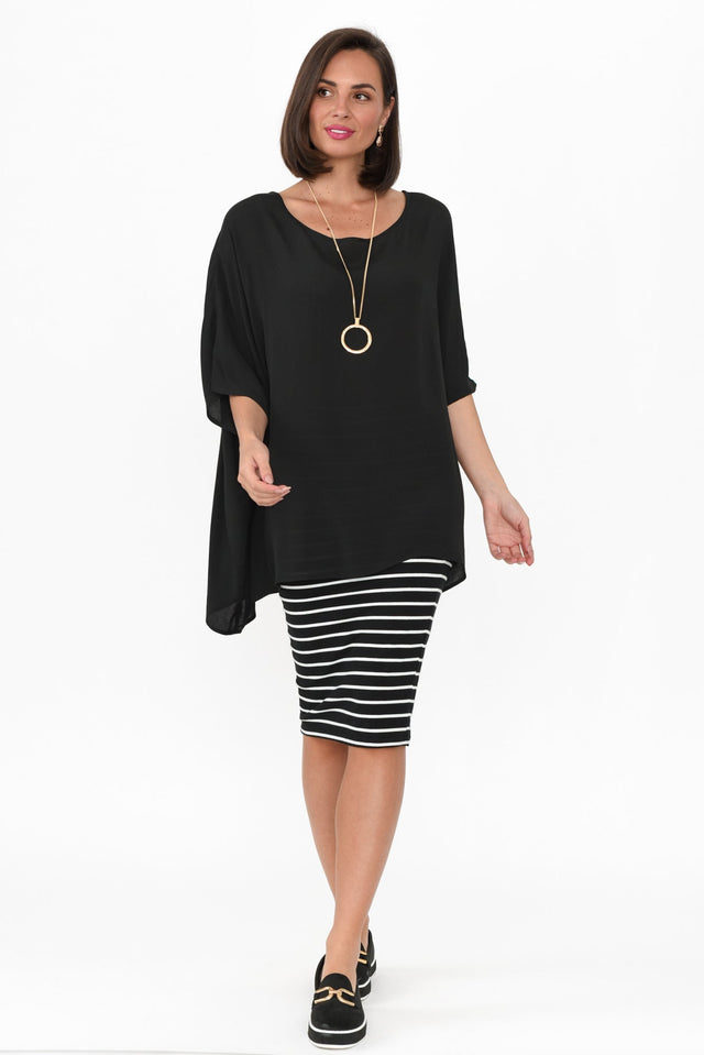 Mali Black Drape Top,Brunette model,alt text|model:MJ image 4