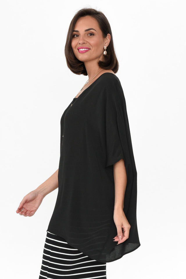 Mali Black Drape Top,Brunette model,alt text|model:MJ image 6