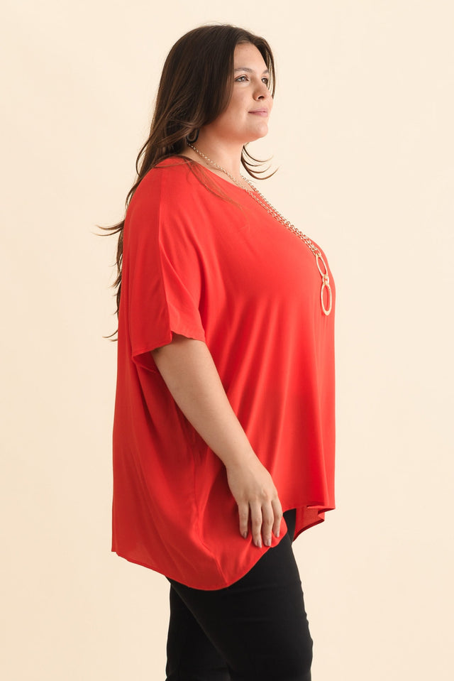 Mali Red Drape Top,Brunette model,alt text|model:Gabby image 10