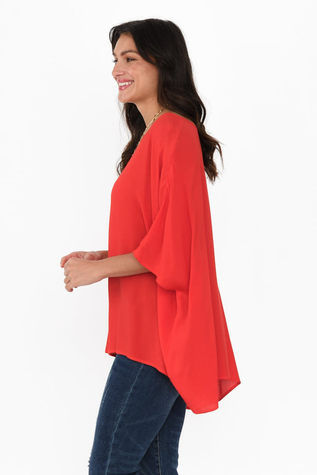 Mali Red Drape Top,Brunette model,alt text|model:Brontie image 4
