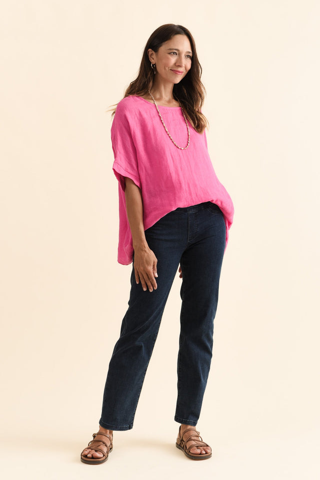 Mallory Dark Denim Stretch Jeans,Brunette model,alt text|model:Cara image 8