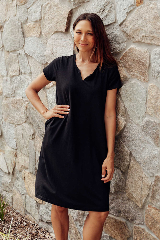 Mandy Black Cotton Tee Dress,Lifestyle