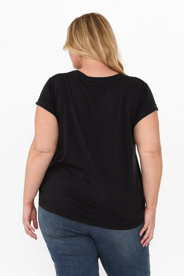 Manly Black Cotton Tee,Blonde model,alt text|model:Caitlin image 11