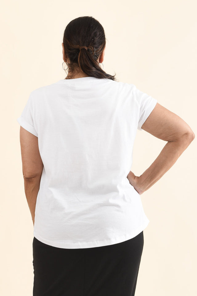 Manly White Cotton Tee,Back,Brunette model,alt text|model:Pilita image 13