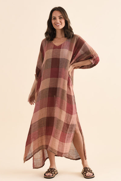 Marcel Brown Check Linen Dress