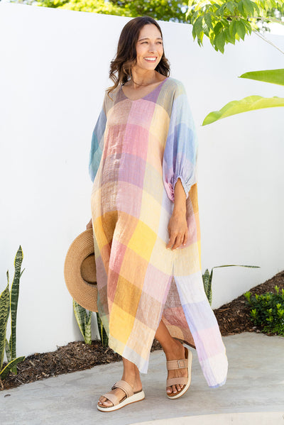 Marcel Multi Check Linen Dress