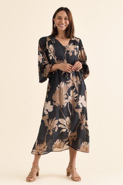 Mareli Black Floral Tie Dress