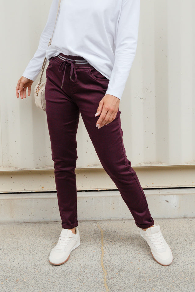 Margo Burgundy Drawstring Pants