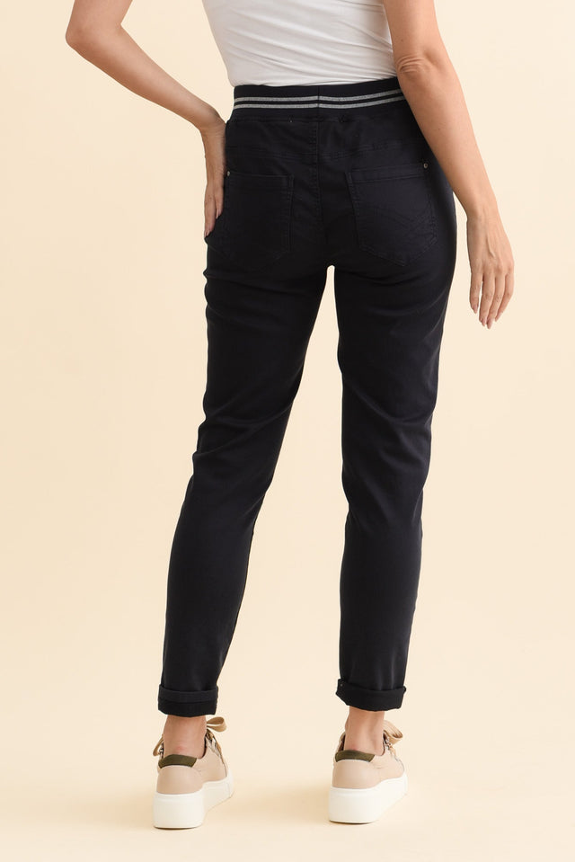 Margo Navy Drawstring Pants,Brunette model,alt text|model:MJ image 6