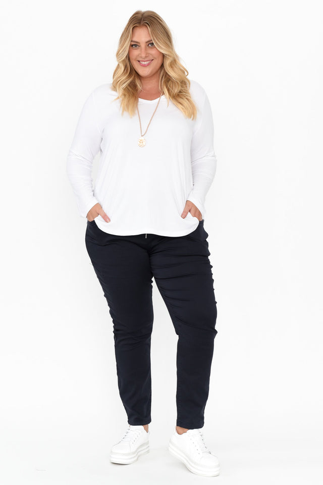Margo Navy Drawstring Pants,Blonde model,alt text|model:Caitlin image 10
