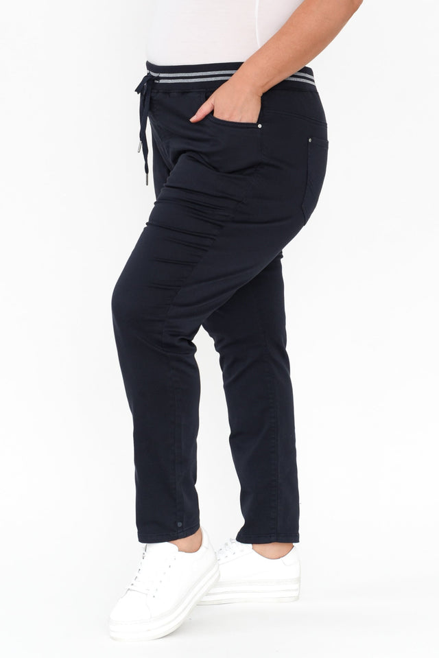 Margo Navy Drawstring Pants,Blonde model,alt text|model:Caitlin image 11