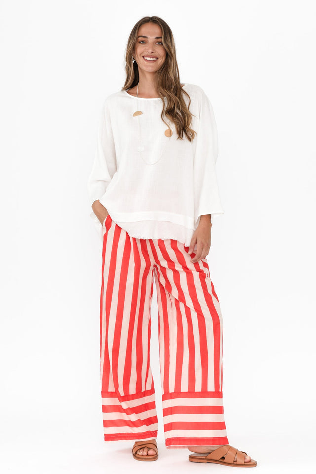 Mariah Red Stripe Cotton Pants,Brunette model,alt text|model:Johanna image 7