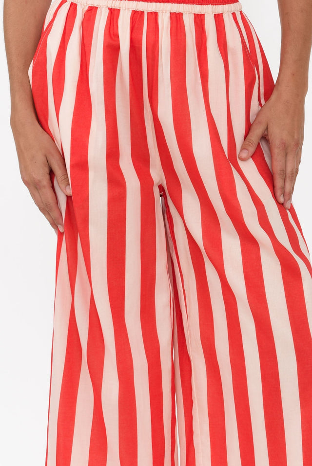 Mariah Red Stripe Cotton Pants,Brunette model,alt text|model:Johanna image 6