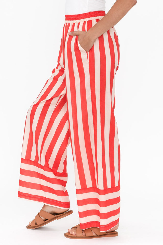 Mariah Red Stripe Cotton Pants,Brunette model,alt text|model:Johanna image 4