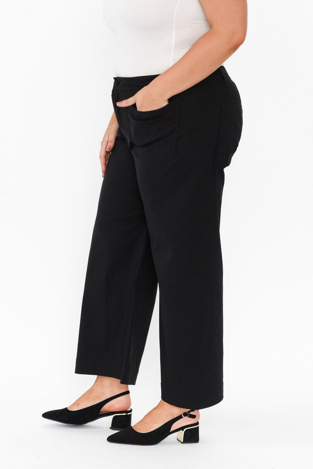 Marine Black Straight Leg Pants,Brunette model,alt text|model:Gabby image 15