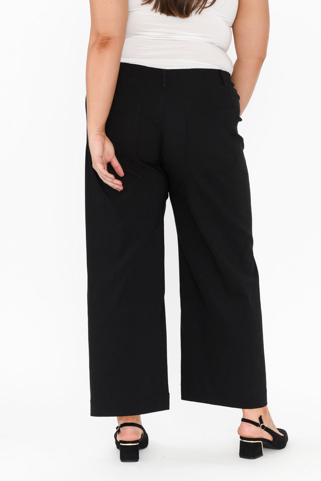 Marine Black Straight Leg Pants,Brunette model,alt text|model:Gabby image 16