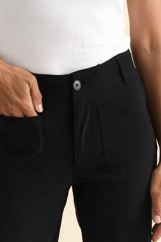 Marine Black Straight Leg Pants,Brunette model,alt text|model:Cara image 7