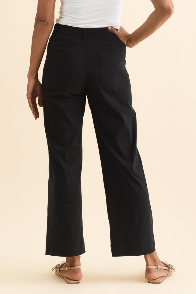 Marine Black Straight Leg Pants,Brunette model,alt text|model:Cara image 6