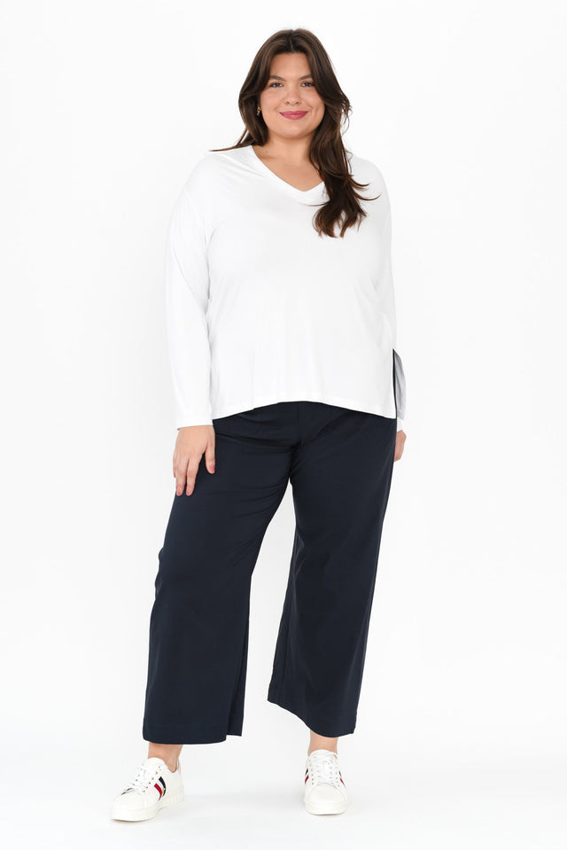 Marine Navy Straight Leg Pants,Brunette model,alt text|model:Gabby image 11