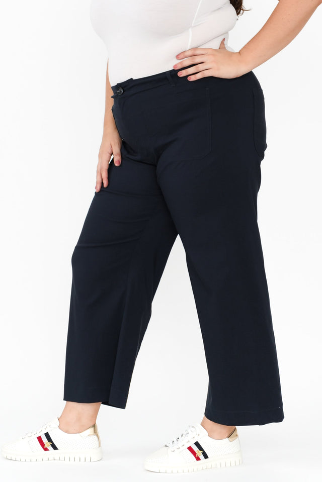 Marine Navy Straight Leg Pants,Brunette model,alt text|model:Gabby image 9