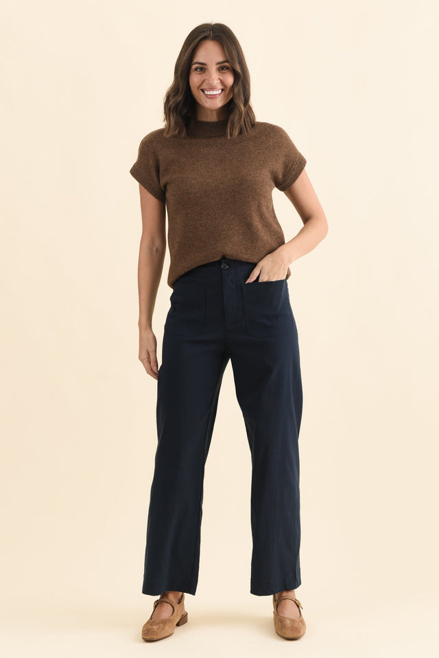 Marine Navy Straight Leg Pants,Brunette model,alt text|model:MJ image 7
