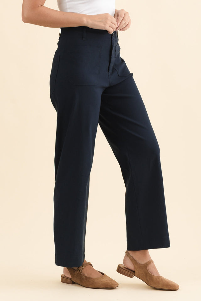Marine Navy Straight Leg Pants,Brunette model,alt text|model:MJ image 4