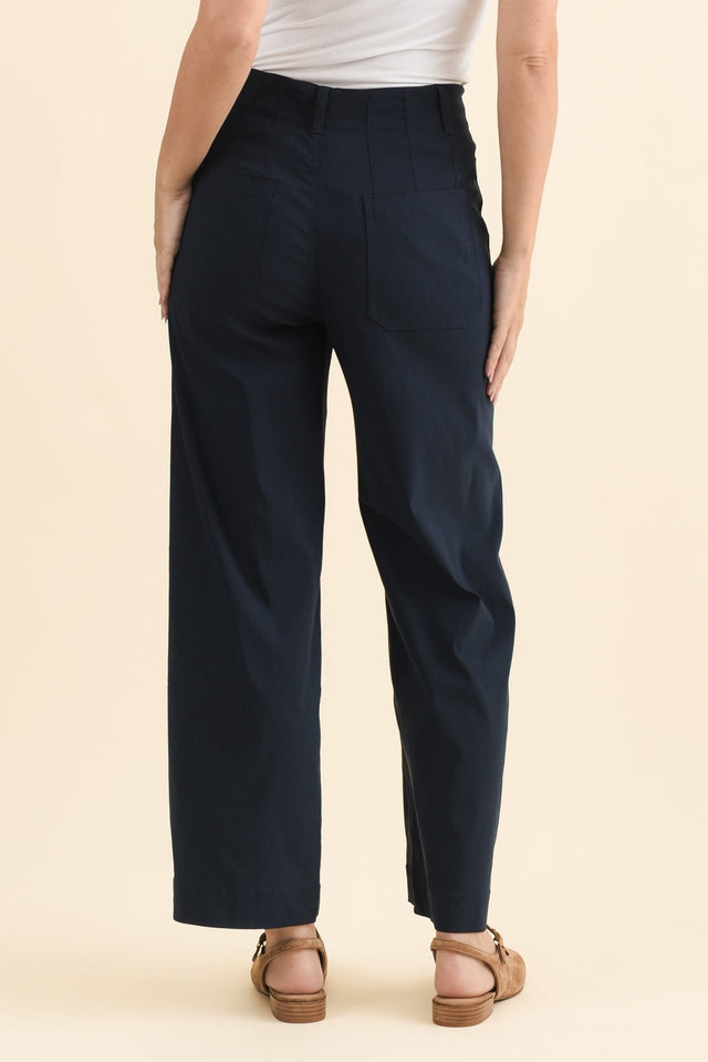 Marine Navy Straight Leg Pants,Brunette model,alt text|model:MJ image 5