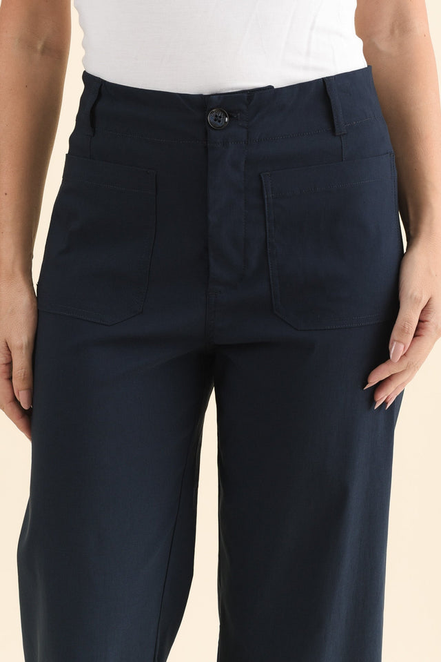 Marine Navy Straight Leg Pants,Brunette model,alt text|model:MJ image 6