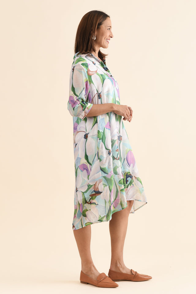 Mario Green Bloom Pocket Dress,Side,Brunette model,alt text|model:Cara image 3