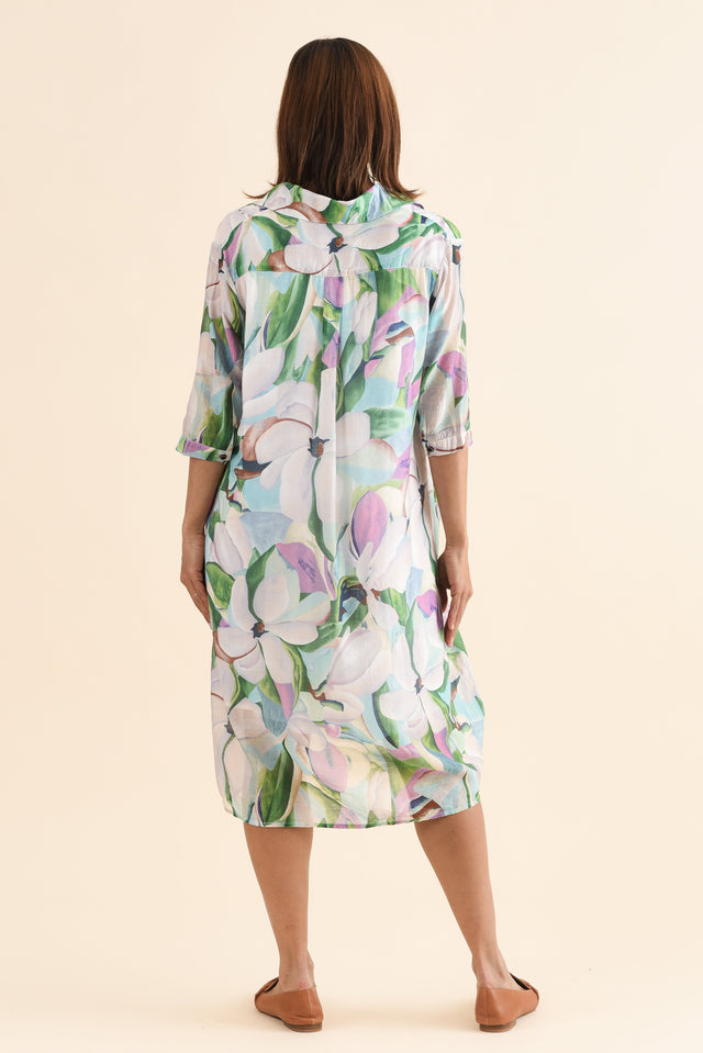 Mario Green Bloom Pocket Dress,Back,Brunette model,alt text|model:Cara image 4