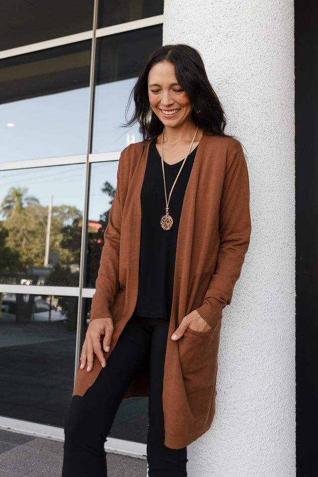 Mary Chocolate Pocket Cardigan