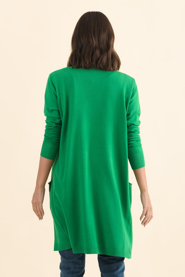 Mary Forest Green Pocket Cardigan,Brunette model,alt text|model:MJ image 5
