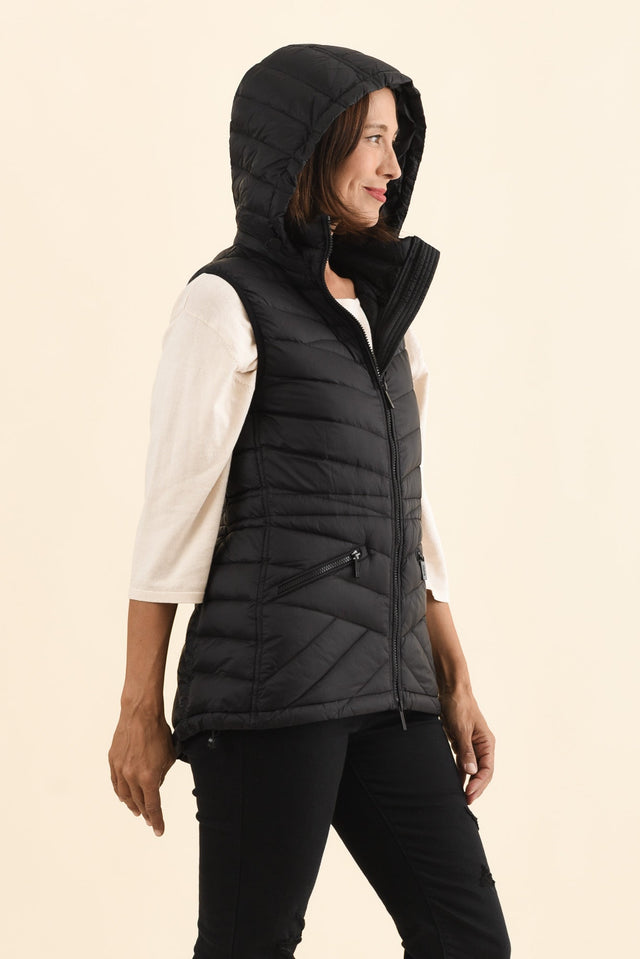 Maryclaire Black Down Puffer Vest,Brunette model,alt text|model:Cara image 5