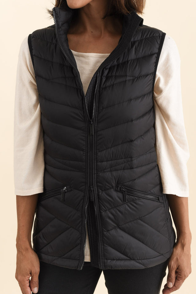 Maryclaire Black Down Puffer Vest,Brunette model,alt text|model:Cara image 7