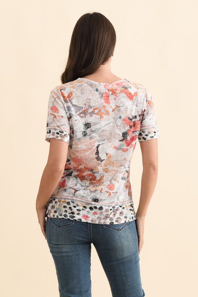 Masie Orange Floral Top,Brunette model,alt text|model:MJ image 5