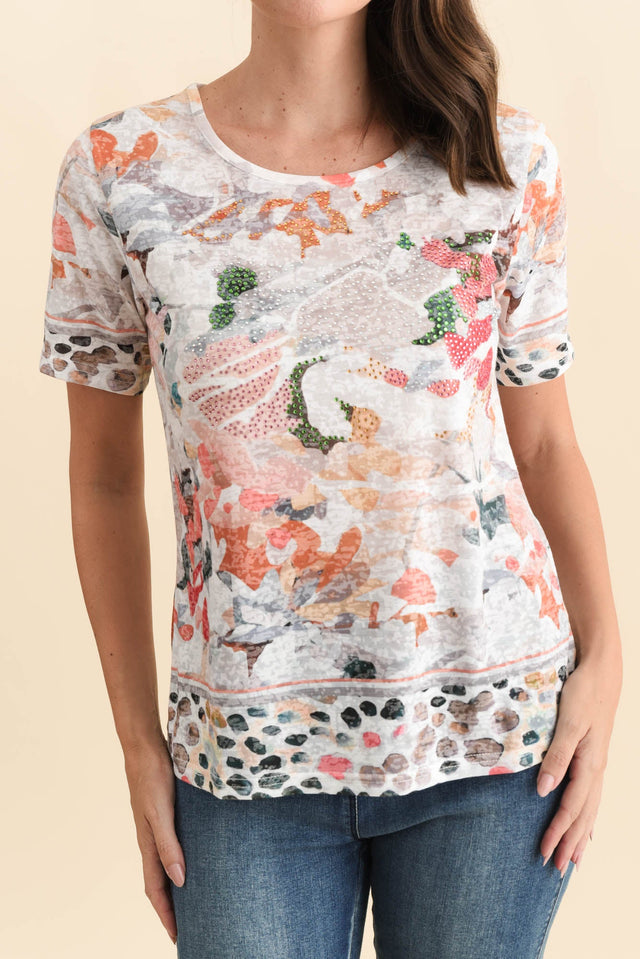 Masie Orange Floral Top,Brunette model,alt text|model:MJ image 6