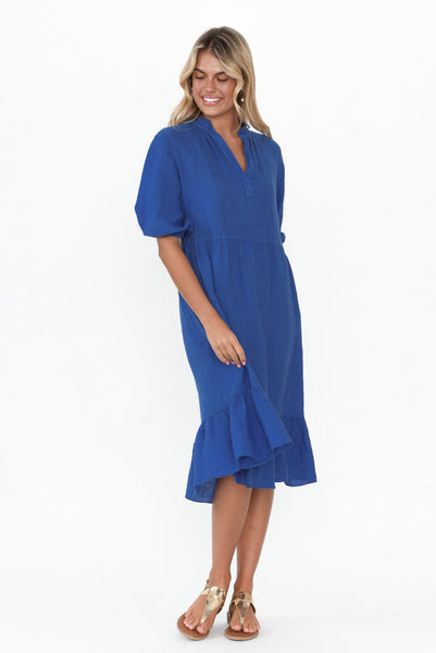 Blue Ruffled Dress -  New Zealand