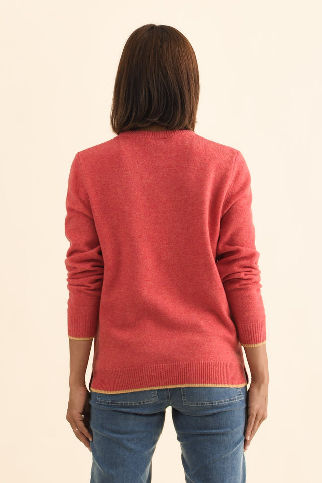 Maura Berry Contrast Trim Wool Jumper,Brunette model,alt text|model:Cara image 5