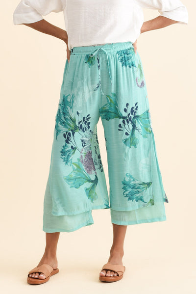 Max Blue Floral Layered Pants