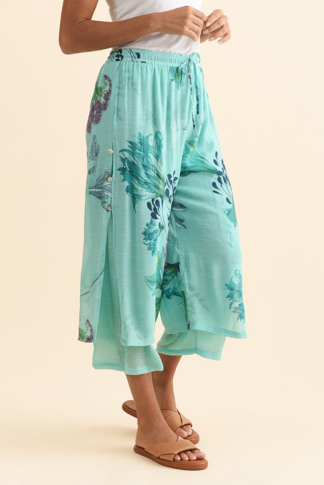 Max Blue Floral Layered Pants,Brunette model,alt text|model:Brontie image 4